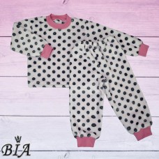 Пижама детская теплая нежно-розовая в серый горох